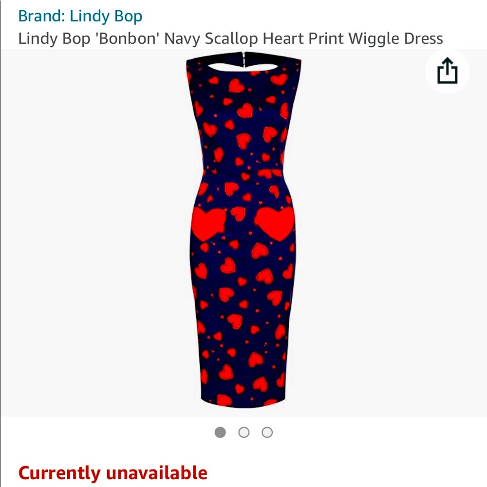 LindyBop BONBON NAVY SCALLOP HEART PRINT size 4 US, UK 8